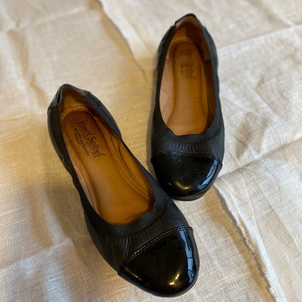 Josef Seibel black leather ballet flats size 38